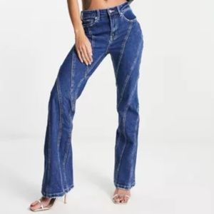 ASOS size XS front seam straight leg jean mid wash